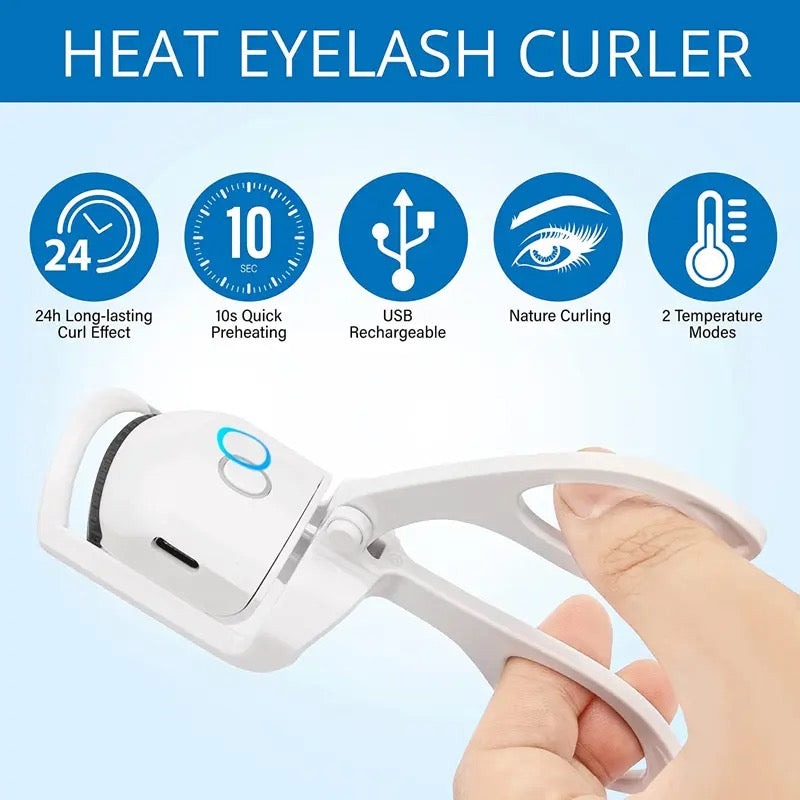 Electric Eyelash Curler, Quick Heated Eyelashes Curler, Rechargeable Long Lasting Curling Tool, Portable Electric Heated Comb, Thermal Eyelash Curler Makeup Tools, Natural Lashes Handheld Eyelash Heated Curler